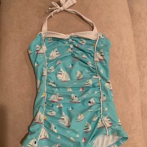 Janie and Jack 5T Swimsuit - Sailboats